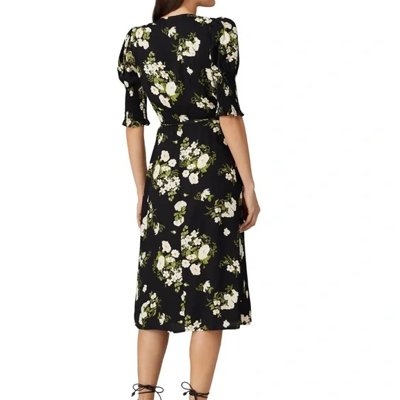 Reformation Black Floral Midi Dress